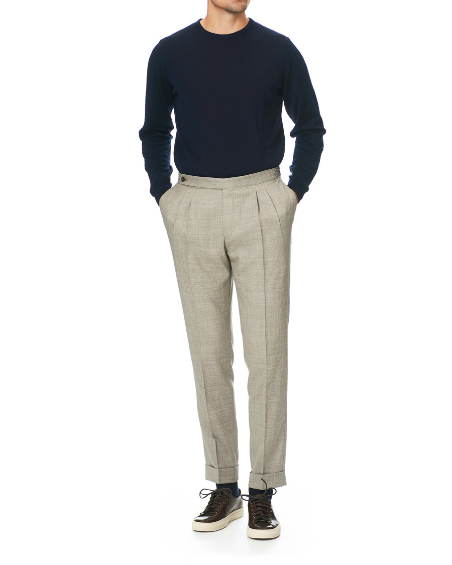 Herren | Pullover | Stenströms | Merino Crew Neck Pullover Navy