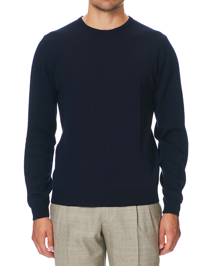 Herren | Pullover | Stenströms | Merino Crew Neck Pullover Navy