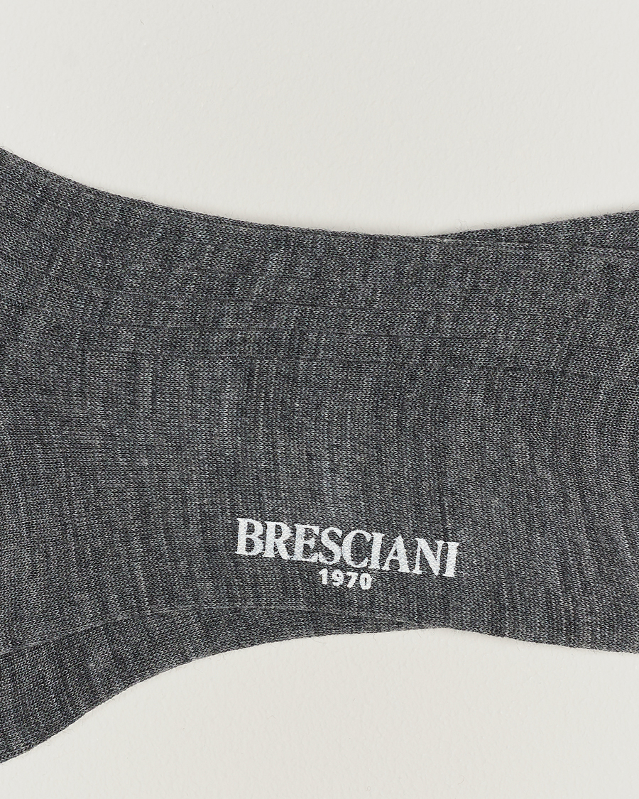 Herren | Unterwäsche | Bresciani | Wool/Nylon Ribbed Short Socks Medium Grey