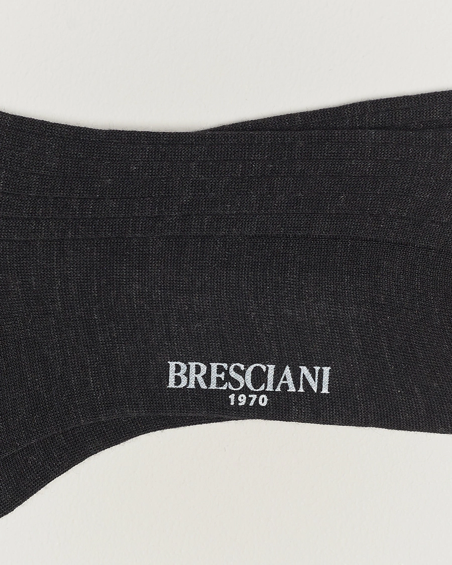 Herren |  | Bresciani | Wool/Nylon Ribbed Short Socks Anthracite