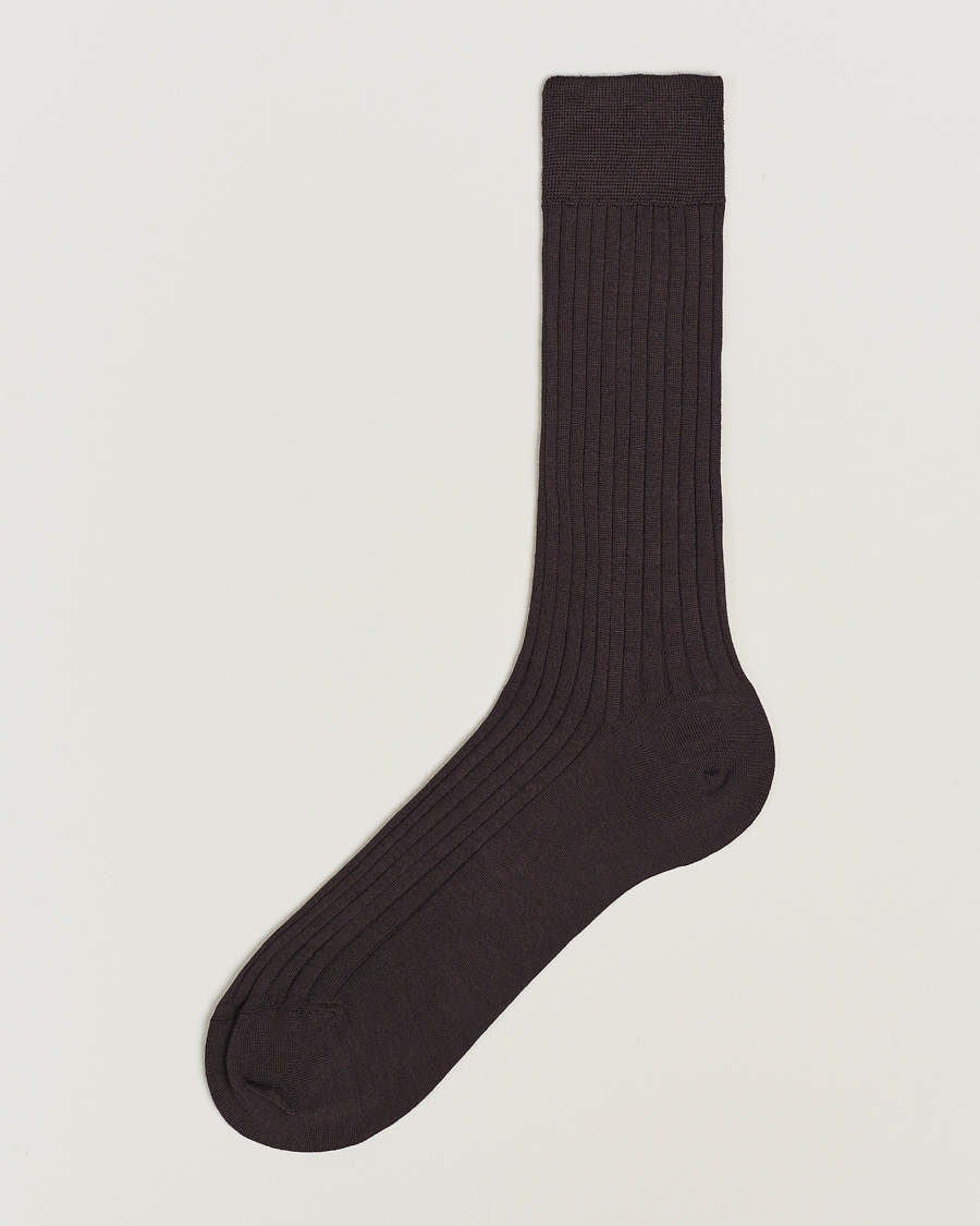 Herren | Unterwäsche | Bresciani | Wool/Nylon Ribbed Short Socks Brown