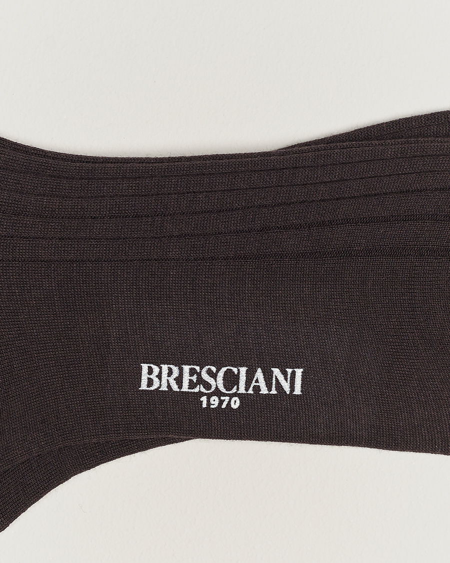 Herren | Unterwäsche | Bresciani | Wool/Nylon Ribbed Short Socks Brown