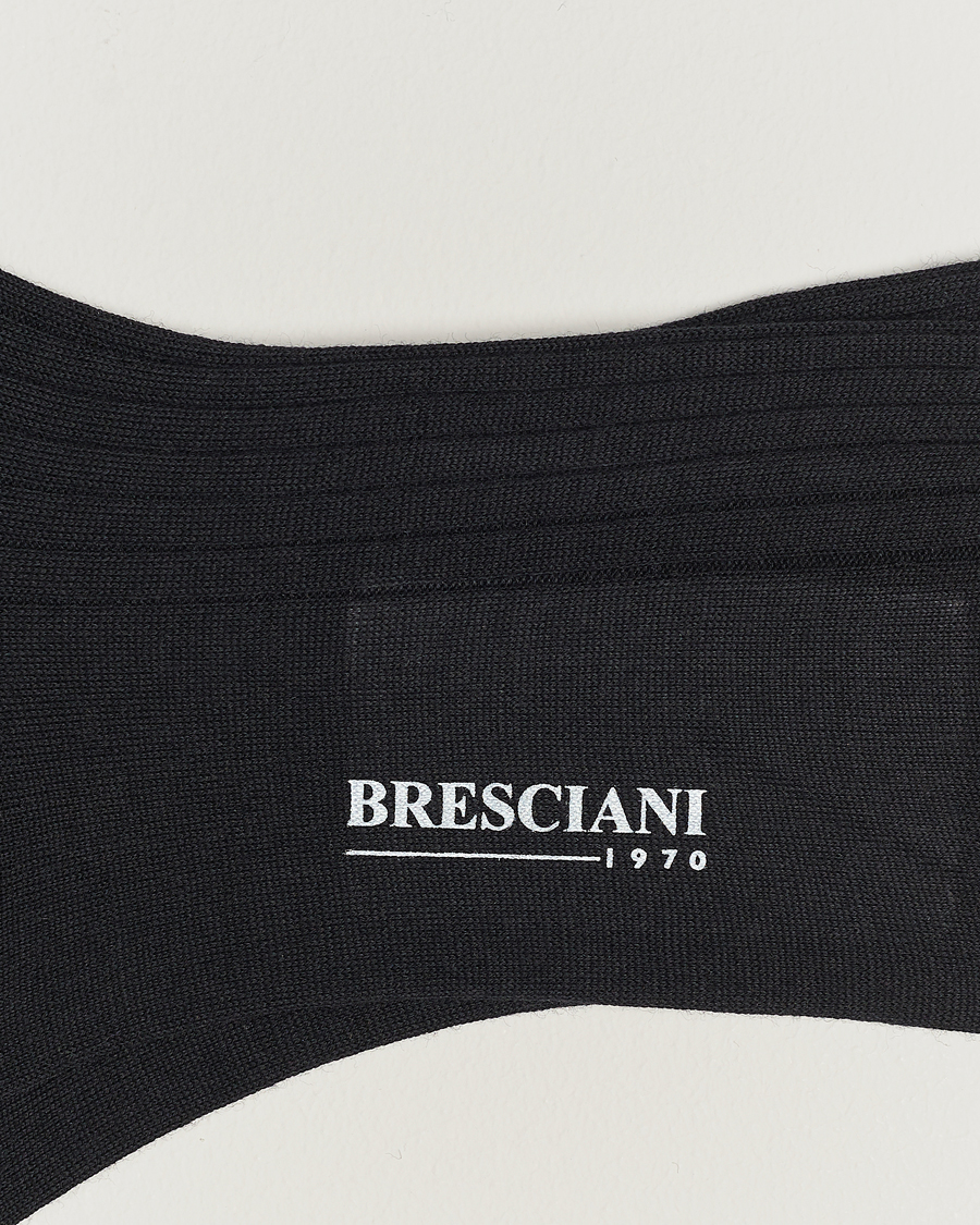 Herren |  | Bresciani | Wool/Nylon Ribbed Short Socks Black