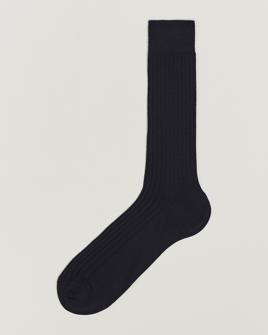 Herren | Unterwäsche | Bresciani | Wool/Nylon Ribbed Short Socks Navy