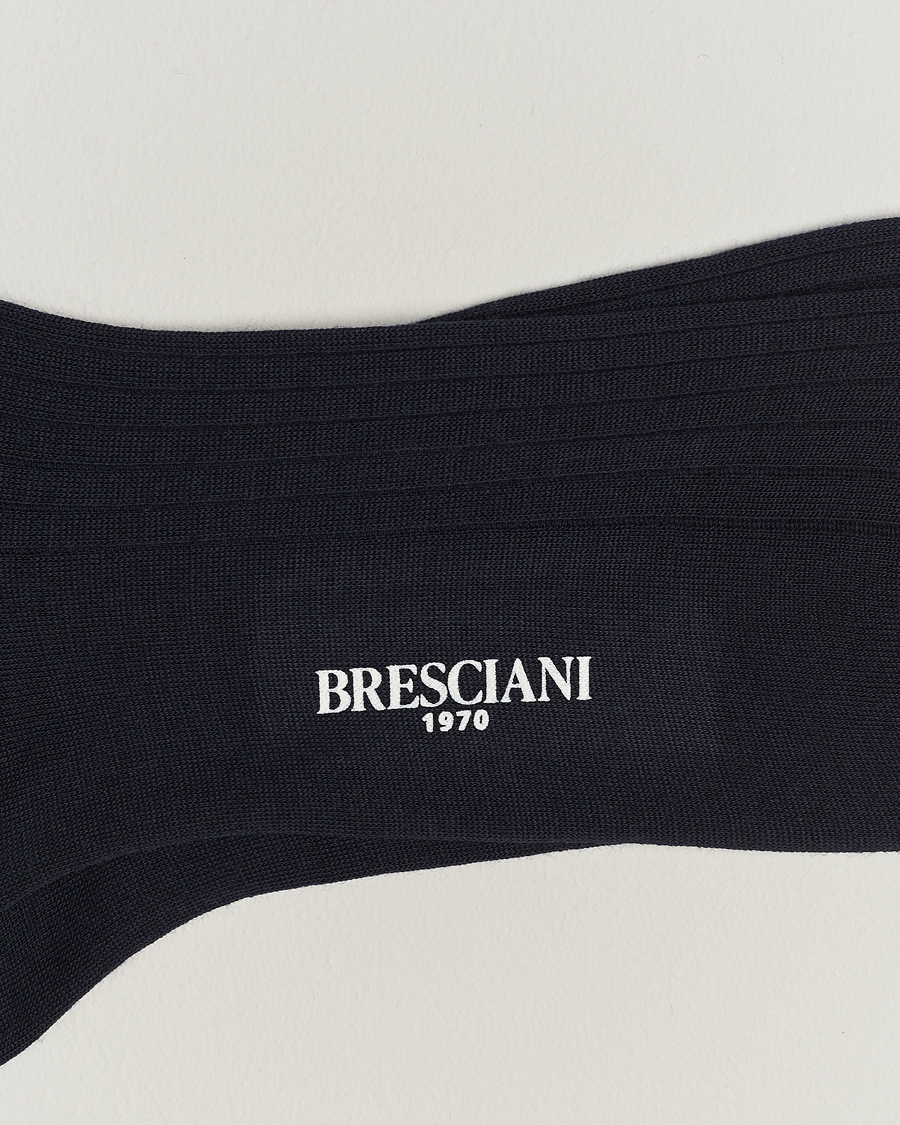 Herren | Normale Socken | Bresciani | Wool/Nylon Ribbed Short Socks Navy