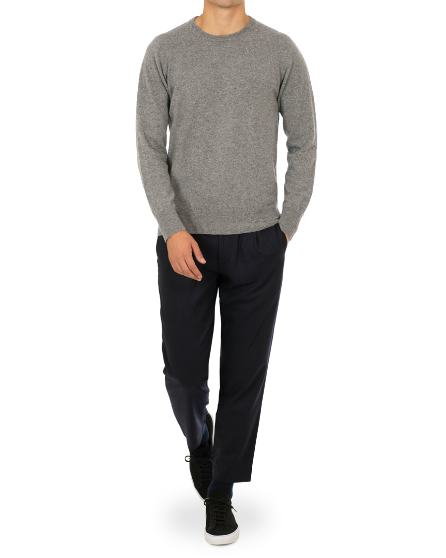 Herren | Pullover | Soft Goat | Cashmere O-Neck Dark Grey