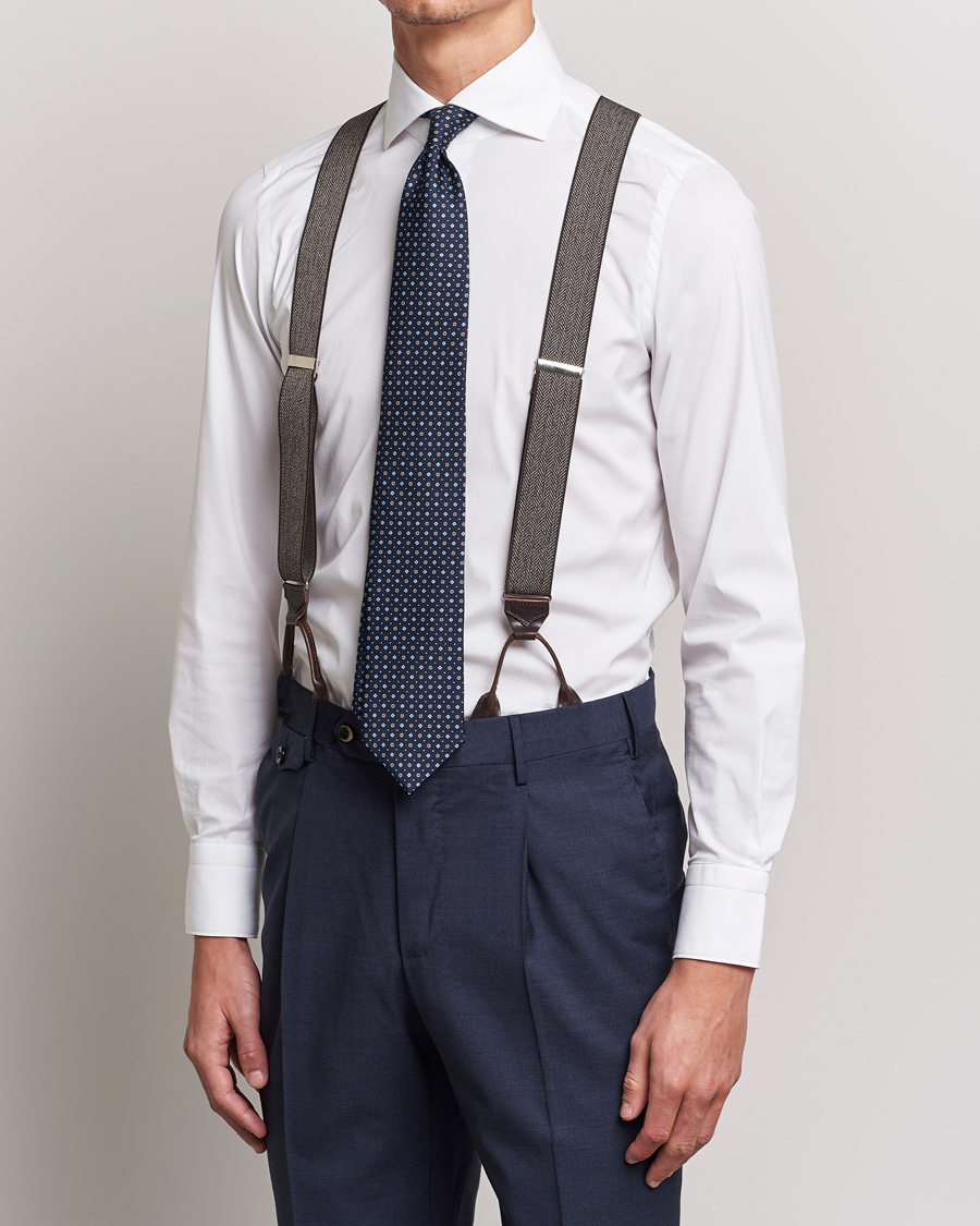 Herren | Hosenträger | Albert Thurston | Elastic Herringbone Braces 35mm Brown