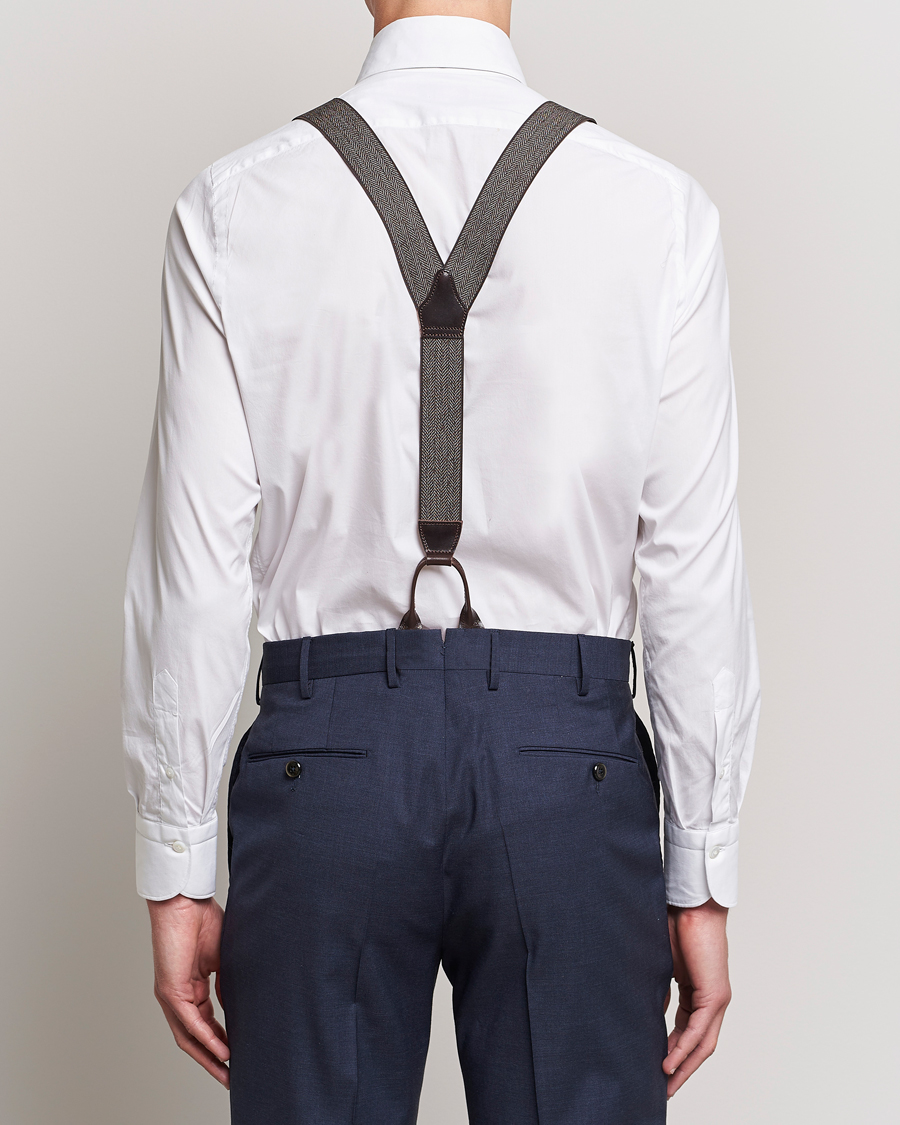 Herren | Albert Thurston Elastic Herringbone Braces 35mm Brown | Albert Thurston | Elastic Herringbone Braces 35mm Brown