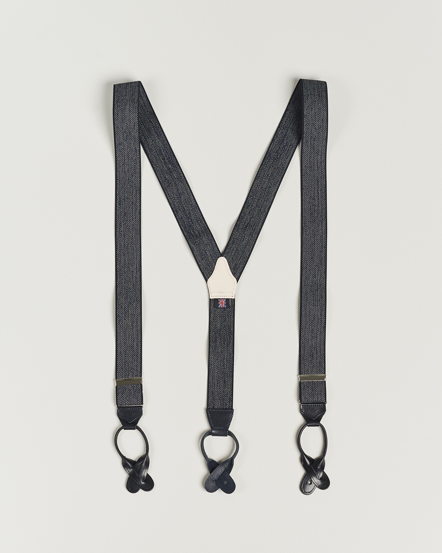 Herren | Hosenträger | Albert Thurston | Elastic Herringbone Braces 35mm Blue