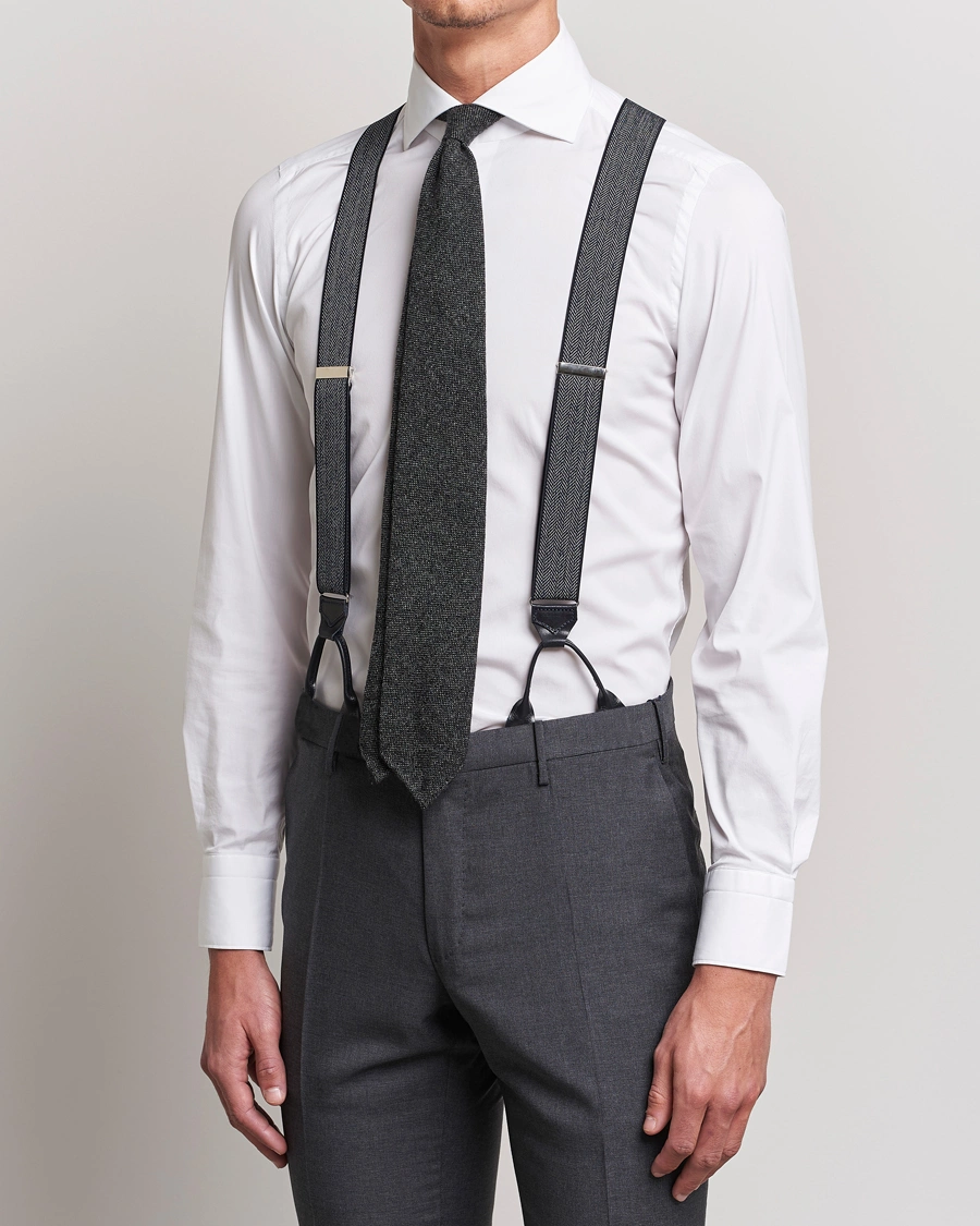 Herren | Albert Thurston Elastic Herringbone Braces 35mm Blue | Albert Thurston | Elastic Herringbone Braces 35mm Blue