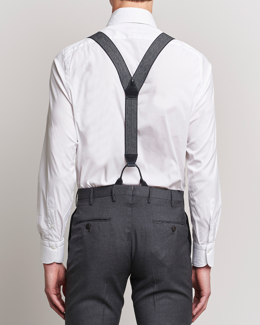 Herren | Hosenträger | Albert Thurston | Elastic Herringbone Braces 35mm Blue