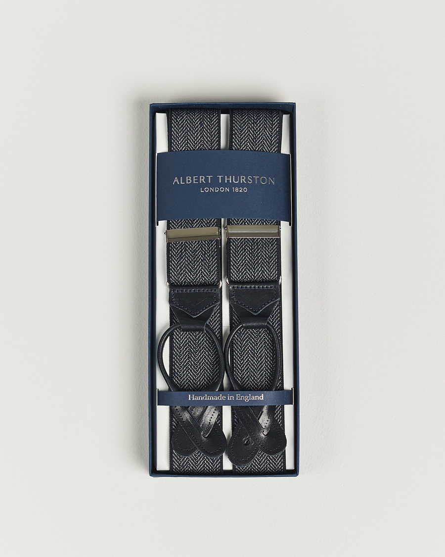 Herren | Hosenträger | Albert Thurston | Elastic Herringbone Braces 35mm Blue