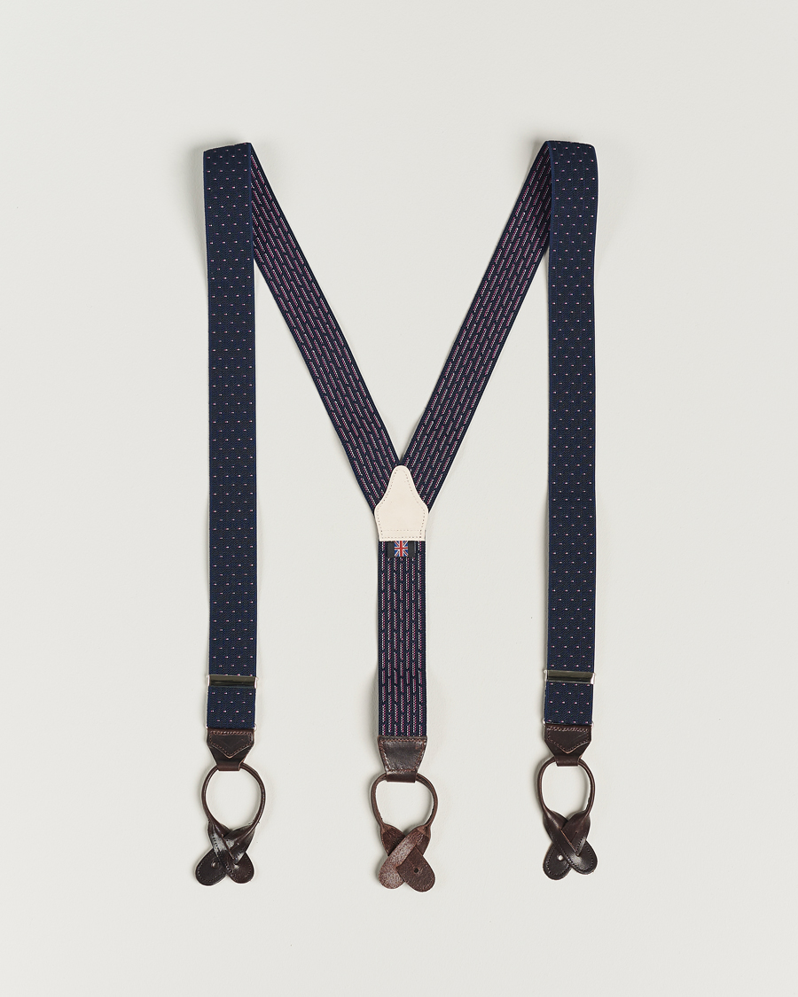 Herren | Hosenträger | Albert Thurston | Elastic Dot Braces 35mm Blue