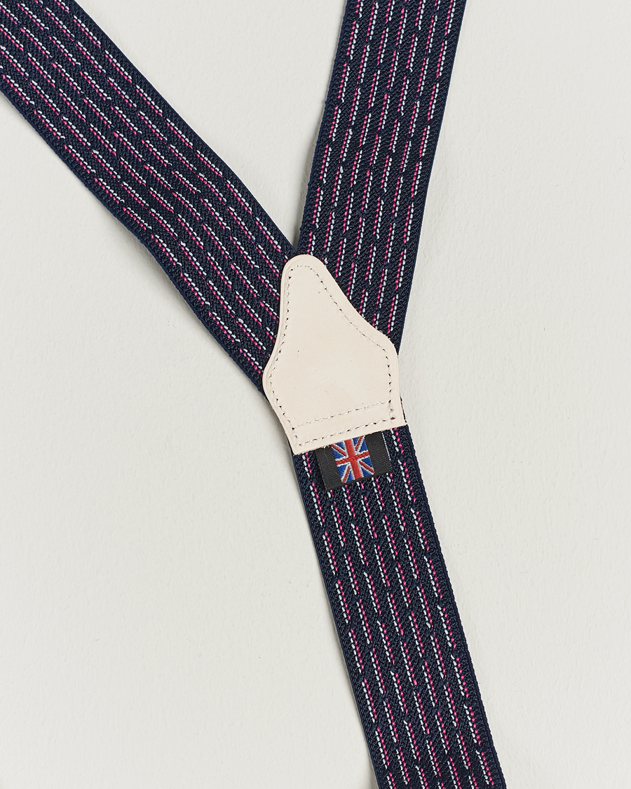 Herren | Albert Thurston Elastic Dot Braces 35mm Blue | Albert Thurston | Elastic Dot Braces 35mm Blue