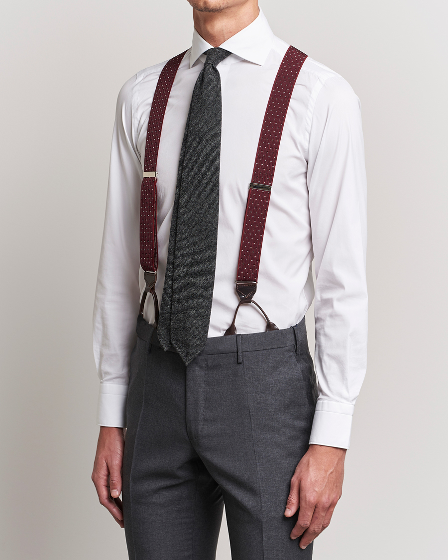 Herren | Albert Thurston Elastic Dot Braces 35mm Wine | Albert Thurston | Elastic Dot Braces 35mm Wine