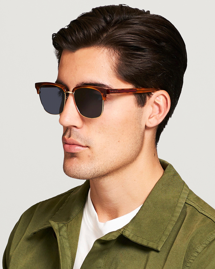 Herren | Gebogene Sonnenbrillen | Gucci | GG0382S Sunglasses Havana/Blue