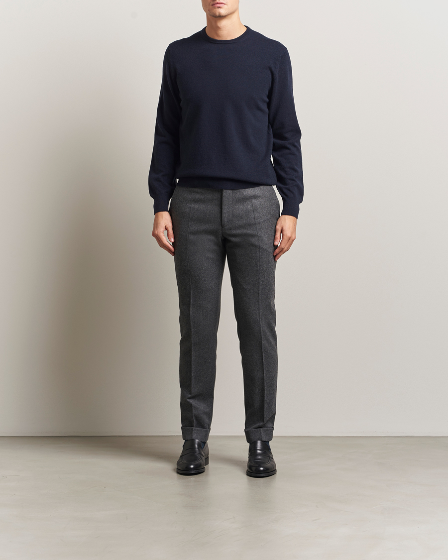 Herren | Pullover | Piacenza Cashmere | Cashmere Crew Neck Sweater Navy