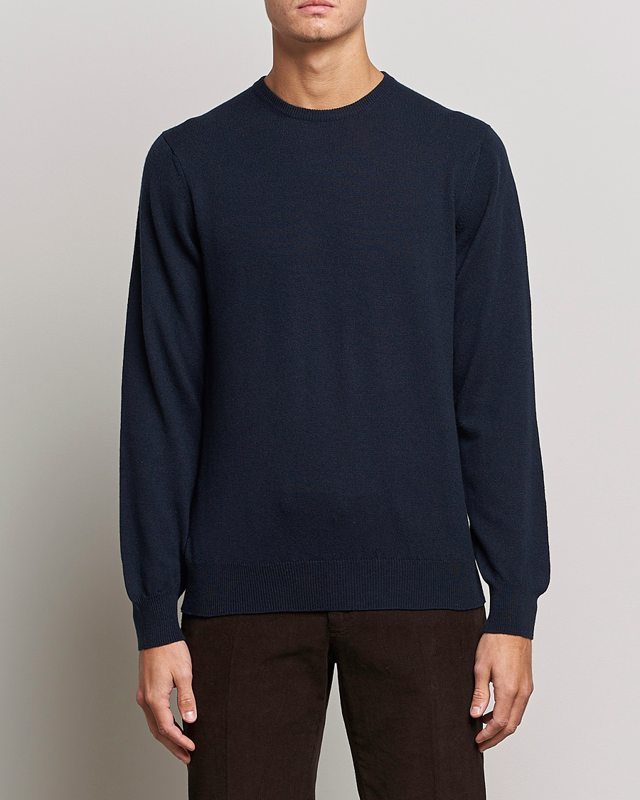 Herren | Kaschmirpullover | Piacenza Cashmere | Cashmere Crew Neck Sweater Navy