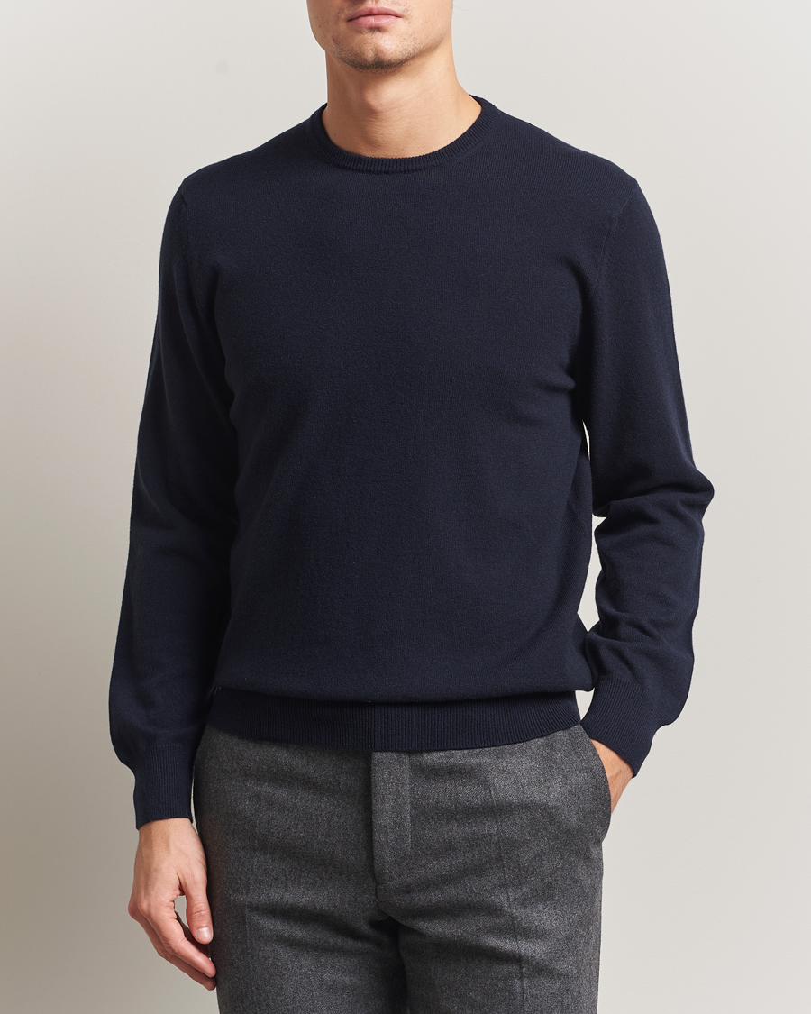 Herren | Pullover | Piacenza Cashmere | Cashmere Crew Neck Sweater Navy