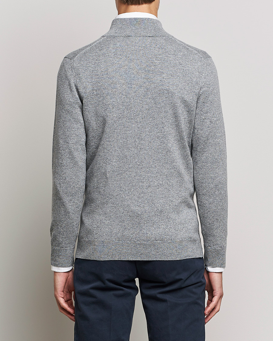 Herren | Pullover | Piacenza Cashmere | Cashmere Half Zip Sweater Light Grey