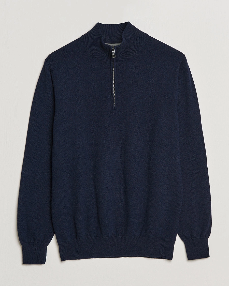 Herren |  | Piacenza Cashmere | Cashmere Half Zip Sweater Navy