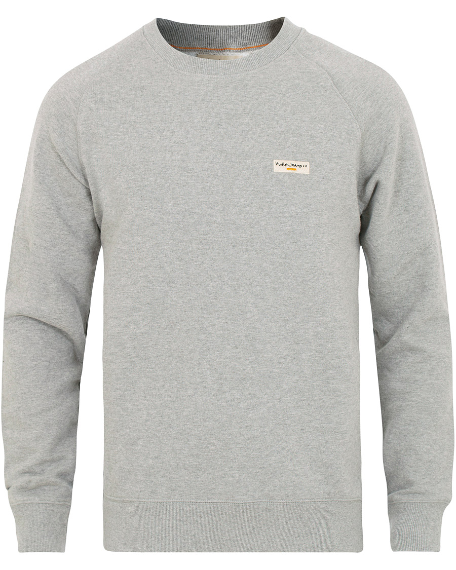 Herren | Pullover | Nudie Jeans | Samuel Logo Crew Neck Sweatshirt Grey Melange