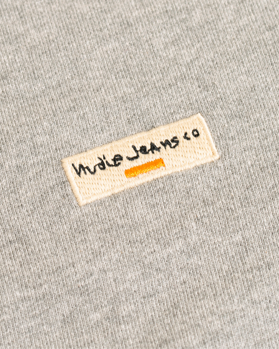 Herren | Pullover | Nudie Jeans | Samuel Logo Crew Neck Sweatshirt Grey Melange