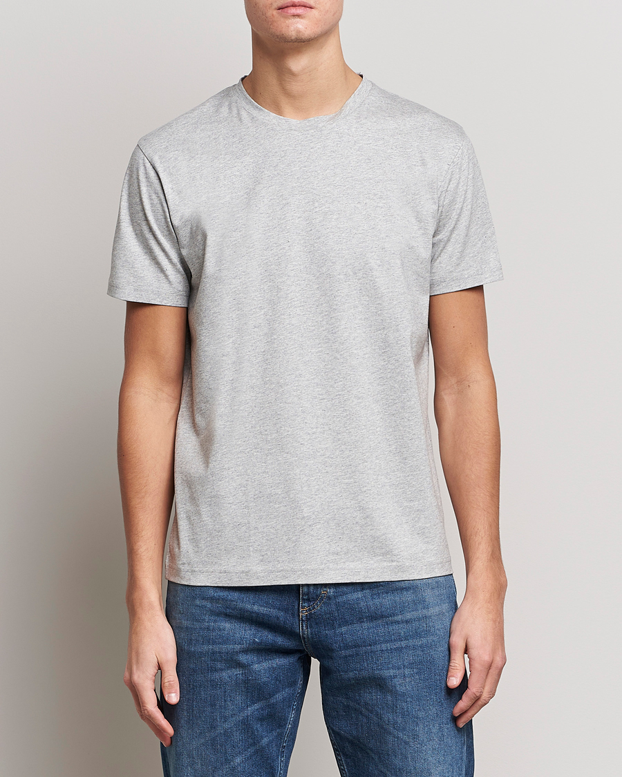 Herren | Kurzarm T-Shirt | Sunspel | Riviera Midweight Tee Grey Melange