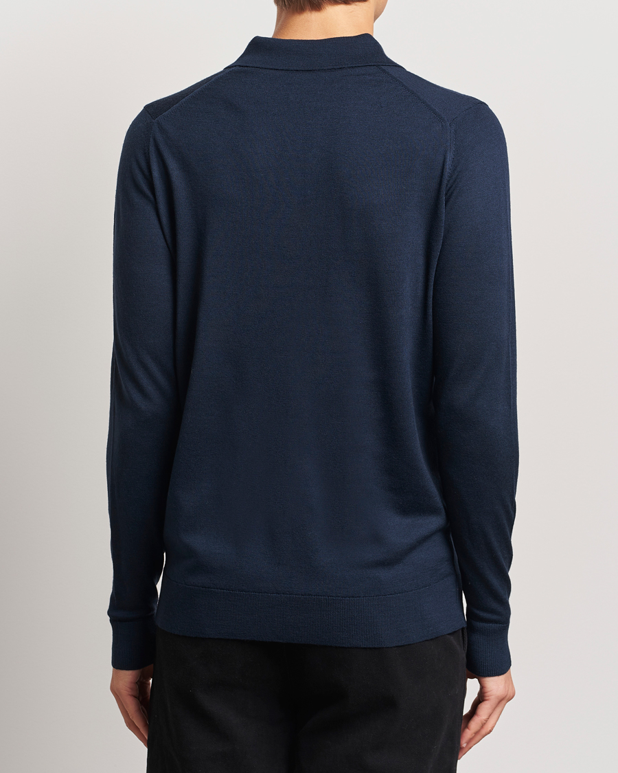 Herren | Pullover | Sunspel | Long Sleeve Polo Navy