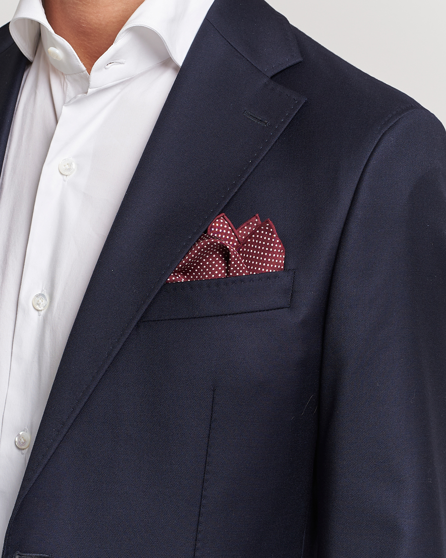 Men |  | Eton | Silk Polka Dot Pocket Square Wine