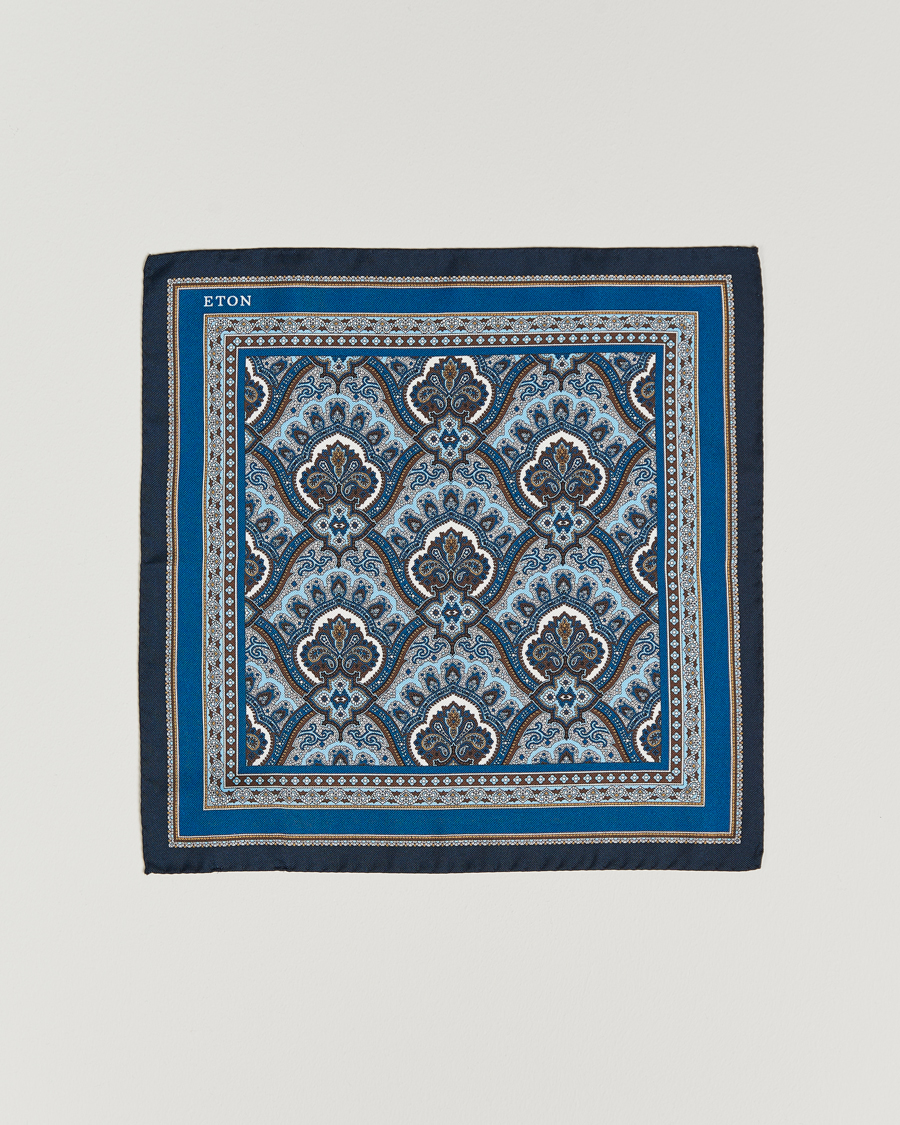 Herren | Einstecktücher | Eton | Silk Paisley Print Pocket Square Blue