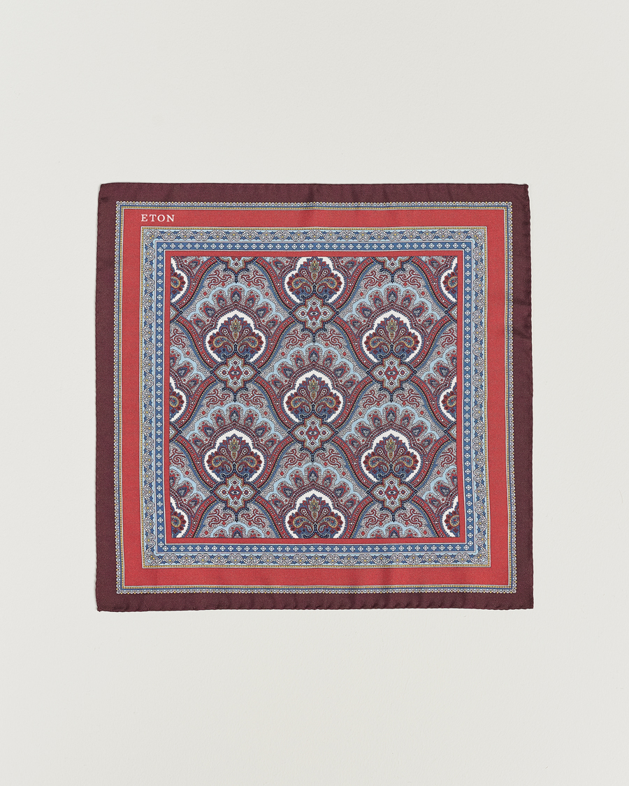 Herren | Einstecktücher | Eton | Silk Paisley Print Pocket Square Red