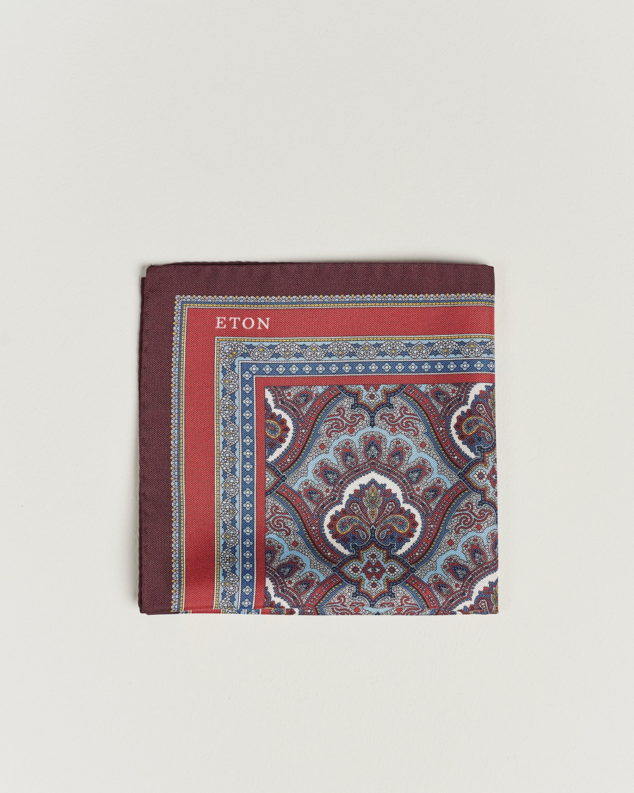 Herren | Einstecktücher | Eton | Silk Paisley Print Pocket Square Red