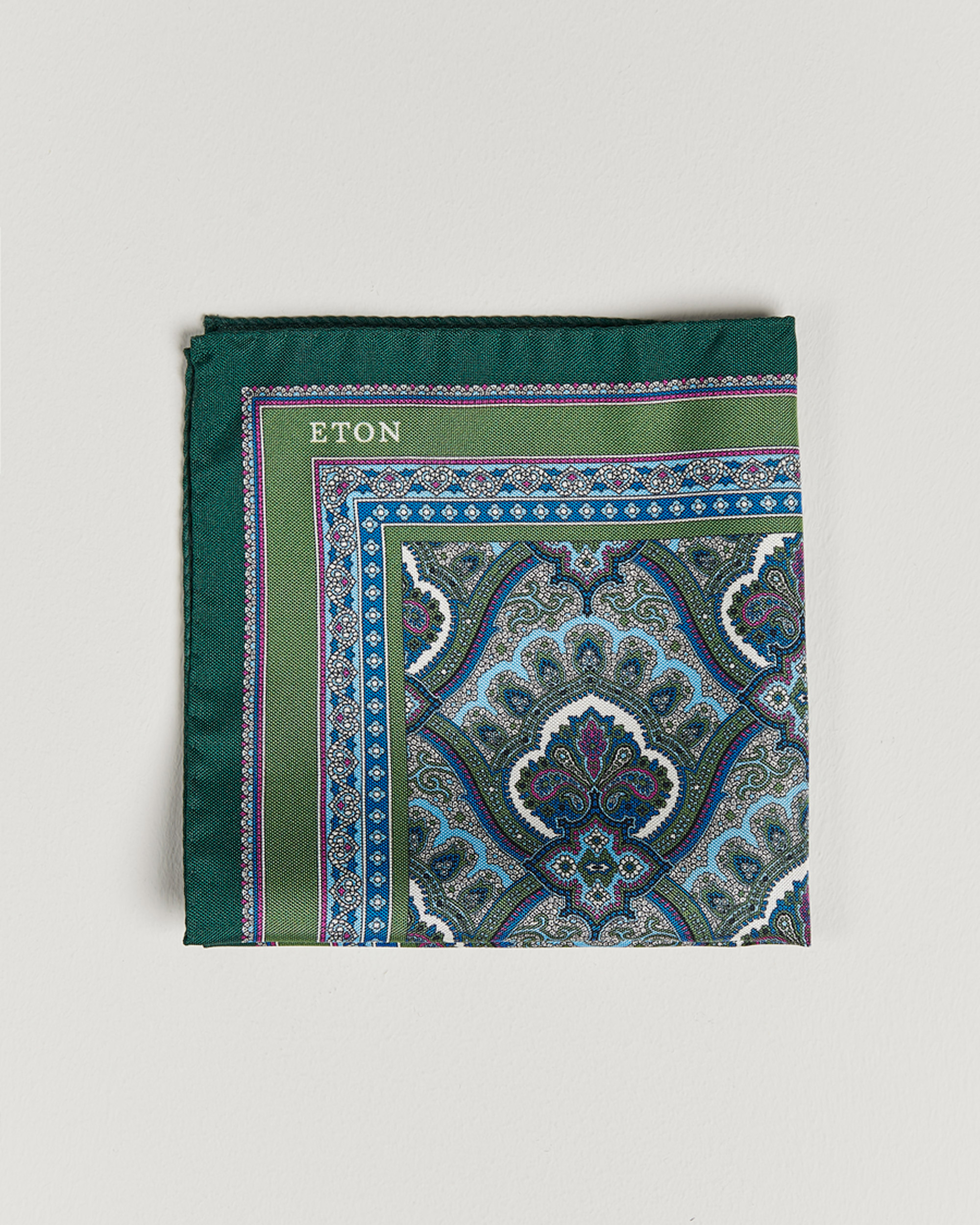 Herren | Einstecktücher | Eton | Silk Paisley Print Pocket Square Green