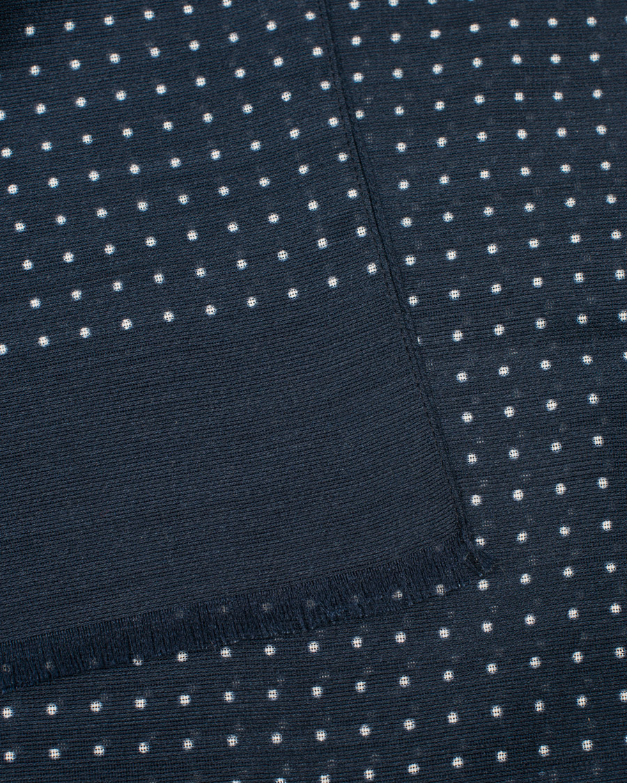 Herren | Eton Silk Wool Polka Dot Scarf Blue | Eton | Silk Wool Polka Dot Scarf Blue