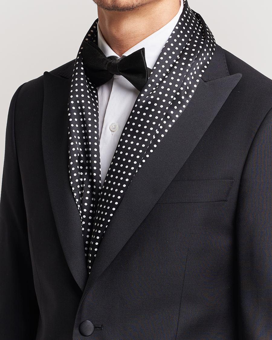 Herren |  | Eton | Silk Polka Dot Scarf Black