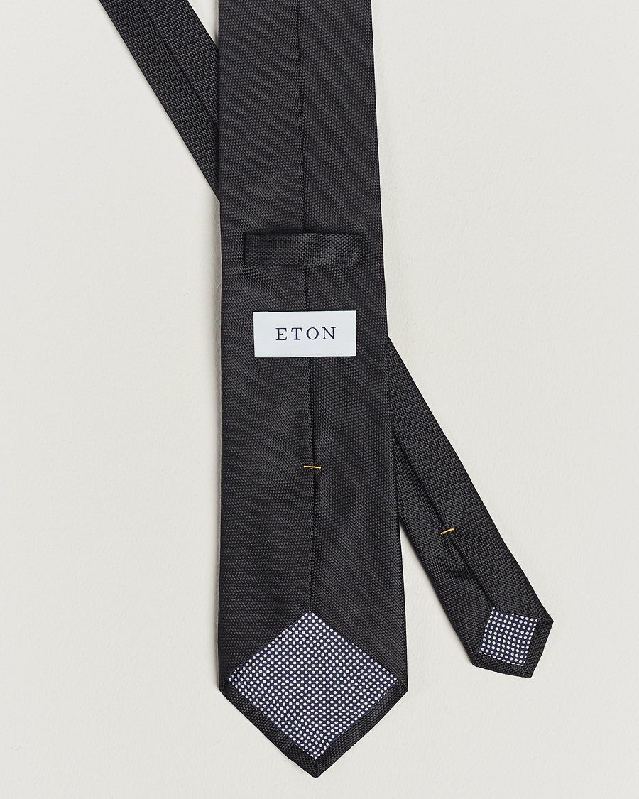 Herren | Eton | Eton | Silk Basket Weave Tie Faded Black