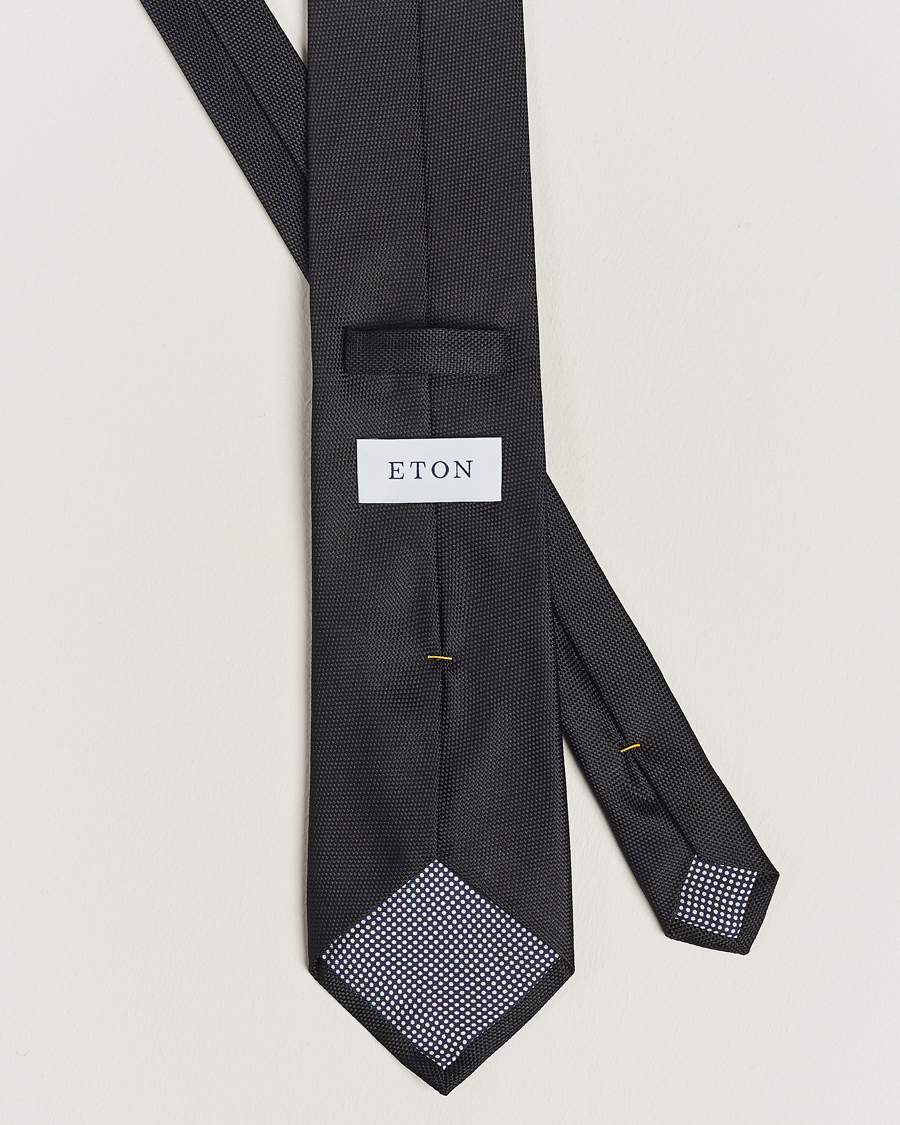 Herren | Eton Silk Basket Weave Tie Faded Black | Eton | Silk Basket Weave Tie Faded Black