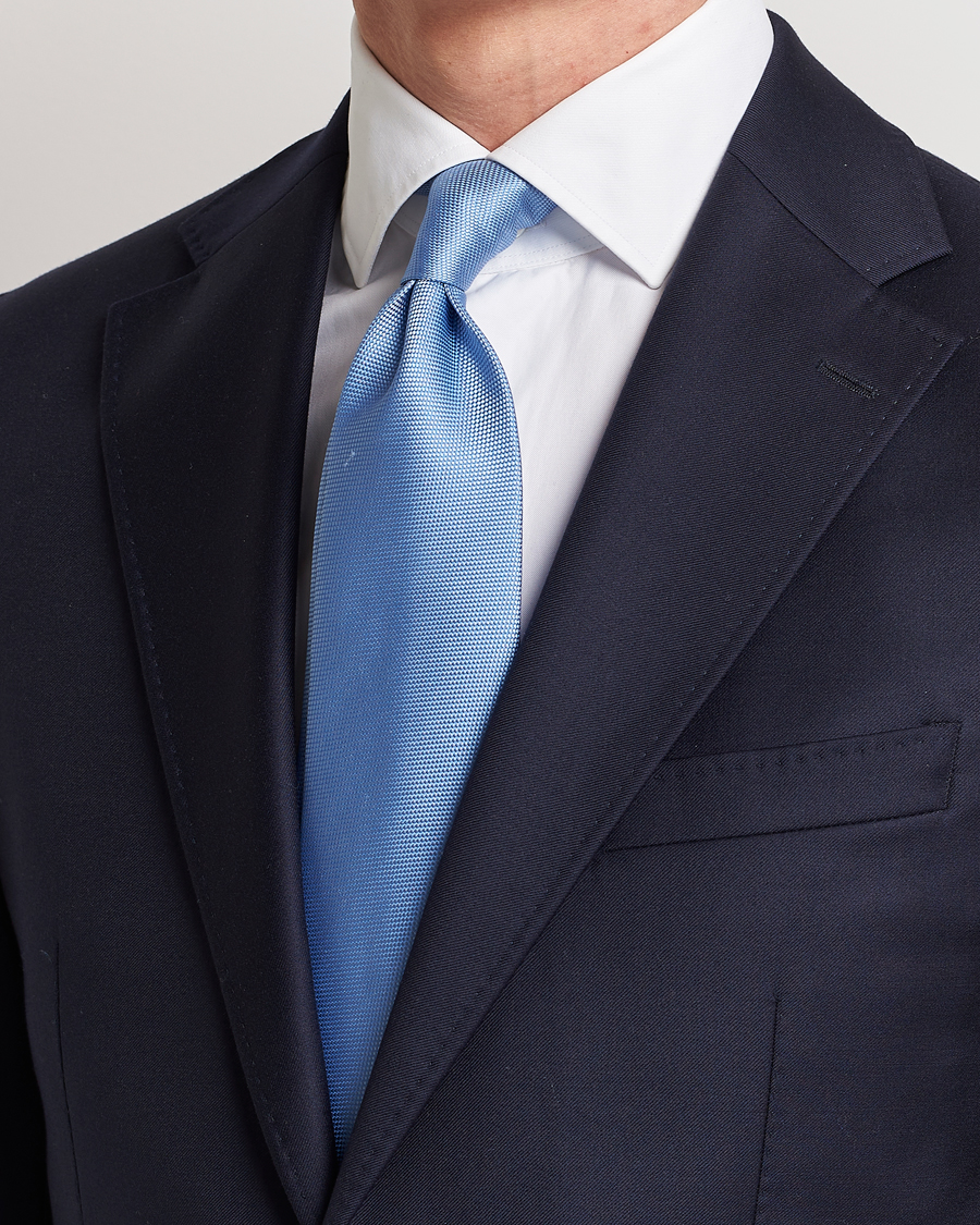 Herren | Krawatten | Eton | Silk Basket Weave Tie Light Blue