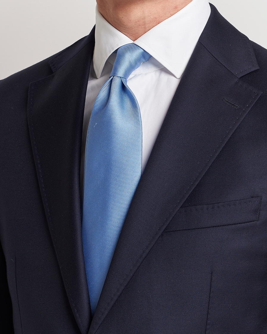 Herr | Eton | Eton | Silk Basket Weave Tie Light Blue