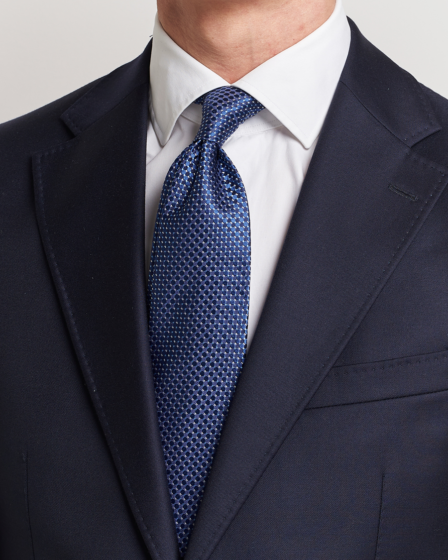 Herren | Eton | Eton | Silk Geometric Weave Tie Navy