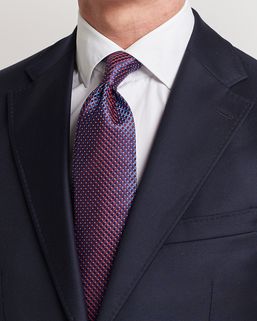Herren | Krawatten | Eton | Silk Geometric Weave Tie Blue/Red