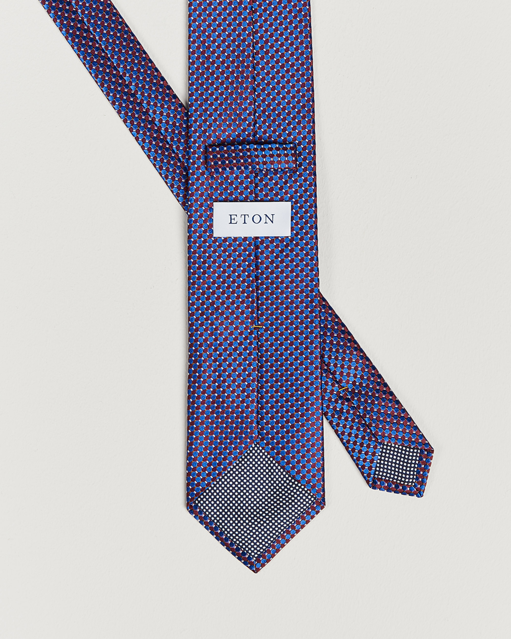Herren | Eton Silk Geometric Weave Tie Blue/Red | Eton | Silk Geometric Weave Tie Blue/Red
