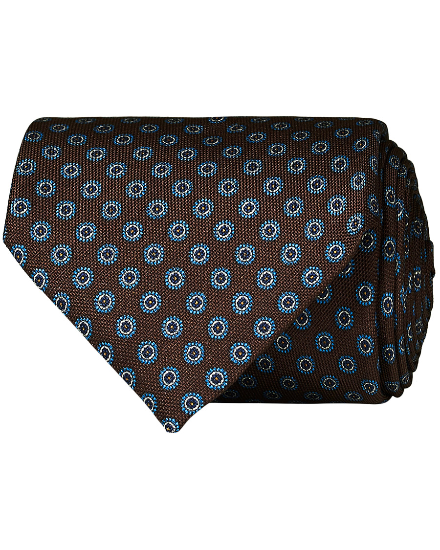 Herren | Eton Silk Geometric Print Tie Brown | Eton | Silk Geometric Print Tie Brown