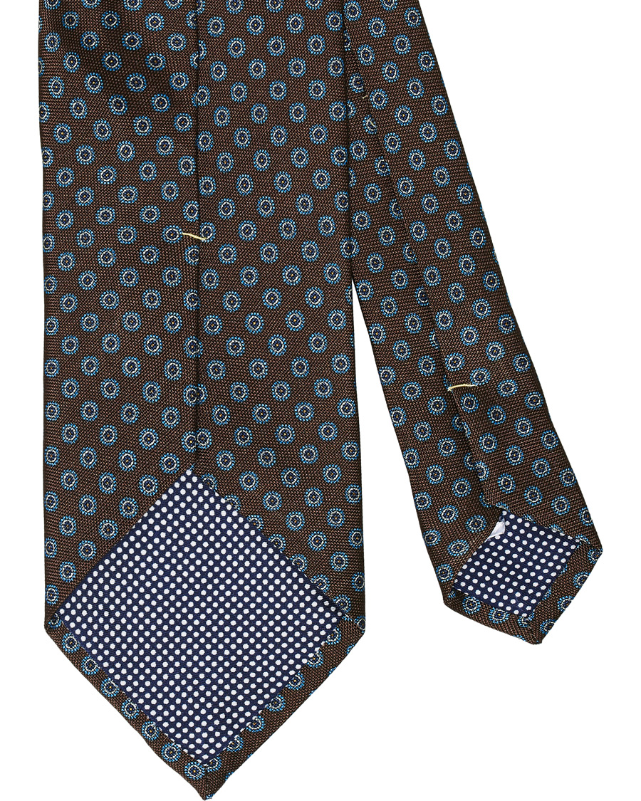 Herren | Eton Silk Geometric Print Tie Brown | Eton | Silk Geometric Print Tie Brown