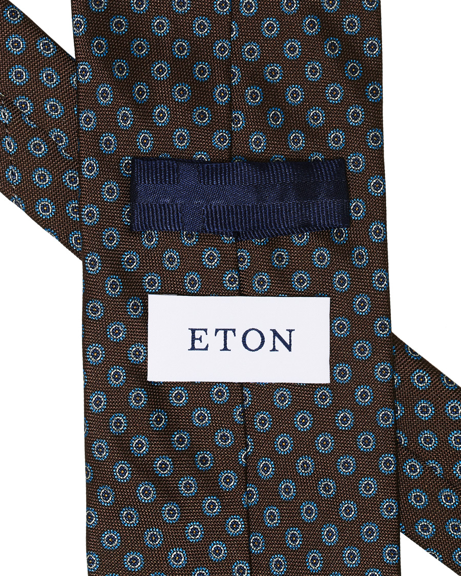 Herren | Eton Silk Geometric Print Tie Brown | Eton | Silk Geometric Print Tie Brown