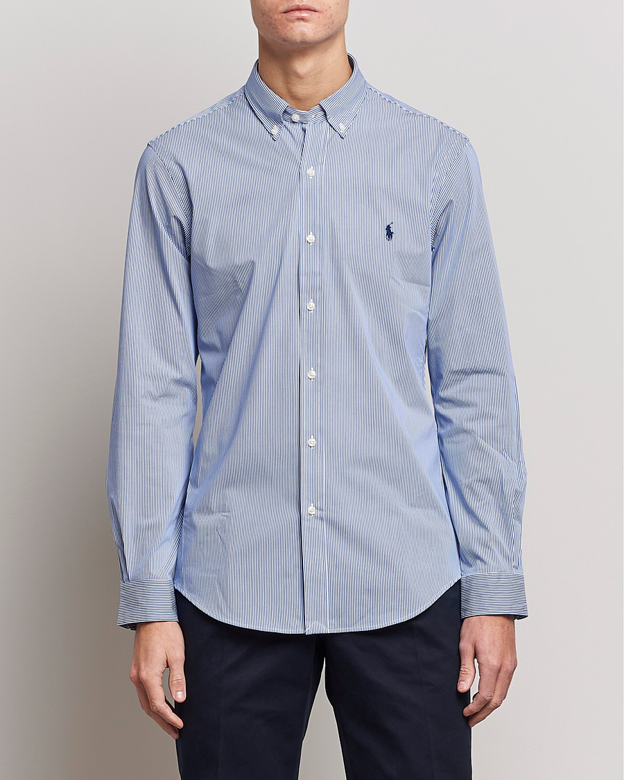Herren | | Polo Ralph Lauren | Slim Fit Thin Stripe Poplin Shirt Blue/White