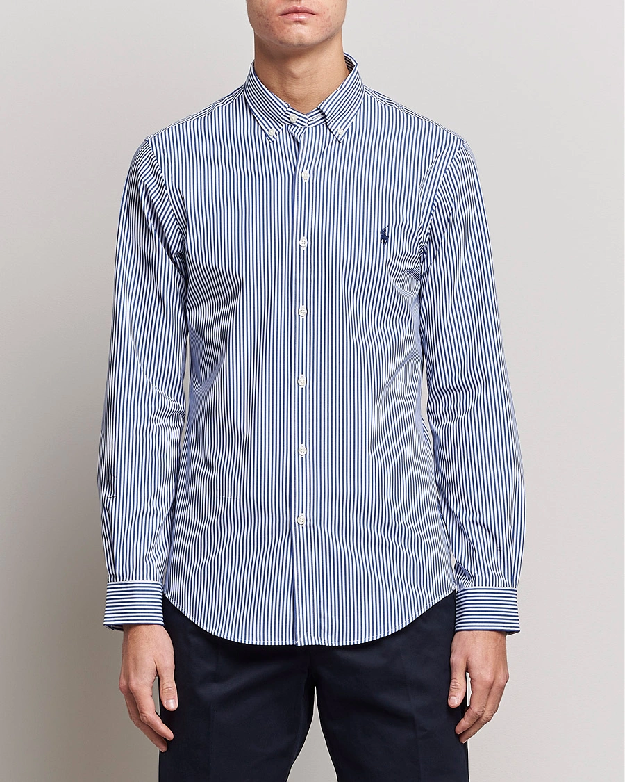 Herren |  | Polo Ralph Lauren | Slim Fit Big Stripe Poplin Shirt Blue/White