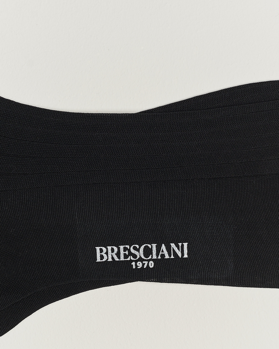 Men |  | Bresciani | Cotton Ribbed Short Socks Black