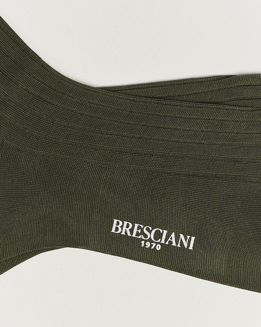 Herren | Unterwäsche | Bresciani | Cotton Ribbed Short Socks Olive Green
